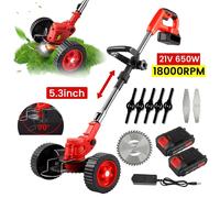 Tondeuse à gazon sans fil 21V - Coupe-bordures électrique - 18000 tr/min - Tige télescopique réglable - Pliable - Livrée avec 2 batteries