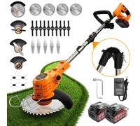Tondeuse à gazon sans fil Grenintol 21V, taille-bordures sans fil pliable, batterie 4.0AH, 4 types de lames, taille-bordures électrique 2 en 1 pour pelouse et jardin DUX008