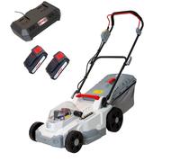 Tondeuse à gazon sans fil IKRA ICM 2/2037 | 2x20V | Largeur de coupe 37 cm | 5 hauteurs de coupe | Bac de ramassage 40 l | Avec kit mulching, 2 batteries 2,0 Ah et double chargeur rapide