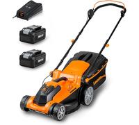 Tondeuse à gazon sans fil LawnMaster 24 V max, 2 batteries de 4,0 Ah, largeur de coupe de 37 cm, capacité de mulching de 300 m², bac de ramassage de 40 L, hauteur de coupe réglable sur 6 niveaux (22-7