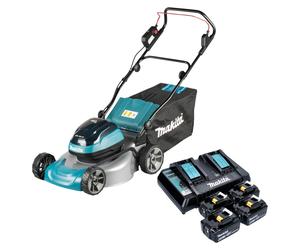 Tondeuse à gazon sans fil Makita DLM 466 PG4 36 V (2x 18 V) 46 cm sans balais + 4 batteries 6,0 Ah + chargeur