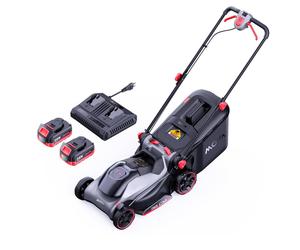 Tondeuse à gazon sans fil MOVA GL415, largeur de coupe de 38 cm, moteur sans balais, batterie 20 V SyncPack™, réglage de la hauteur de coupe à levier unique, fonctions de mulching et de ramassage, bac