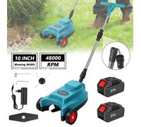 Tondeuse à gazon sans fil Tondeuse à gazon électrique sans brosse 10 pouces 48000 tr/min coupe-paes de jardin +2 batteries 5000 W