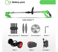 Tondeuse à gazon sans fil - Tondeuse sans fil - Moteur sans balais - Batterie 21 V, 1 pièce - Longueur 100-135 cm - Chargeur UE - Jaune