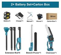 Tondeuse à haies et coupe-bordures sans fil - 2 en 1 - Moteur sans balais - Scie à chaîne et coupe-bordures - Batterie 18V - 2 batteries