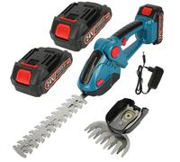 Tondeuse à haies et coupe-bordures sans fil - Kit de tondeuse électrique pour le jardin - 20 000 tr/min - Moteur sans balais - 2 batteries - Bleu
