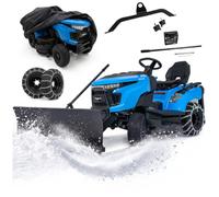 Tondeuse autoportée HEXWELT HW-TR-586 avec Accessoires, 452 cm³, 97 cm (Tracteur de pelouse + Lame à Neige + chaînes à Neige + Housse)