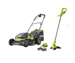 Tondeuse + coupe bordure RYOBI RY18LMH37LT25-250 One+, 2x18V, l.37cm, 2 batteries 5Ah - 5133004717