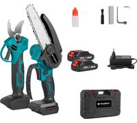 Tondeuse de jardin électrique, moteur sans balais, design ergonomique, set de 2xpiles