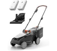 Tondeuse électrique sans fil U20, largeur de coupe de 38 cm, portée jusqu'à 300 m², bac de ramassage de 40 litres, hauteur de coupe réglable de 25 à 75 mm, incluant 2 batteries de 4,0 Ah