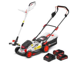 Tondeuse et coupe bordures rechargeables 20V max + 2 batteries - Elem Garden.