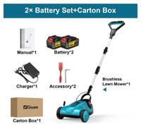Tondeuse et coupe-bordures sans fil - Moteur sans balais de 46 000 tr/min - Largeur de coupe de 25 cm - 3 hauteurs de coupe - Poignée pliable - 2 batteries de 18 V