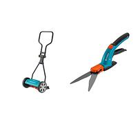 Tondeuse hélicoïdale 330 Classic Gardena : Tondeuse hélicoïdale à Main, Largeur de Travail de 33 cm pour pelouse jusqu'à 150 m² & Cisailles à Gazon orientables Comfort de Gardena
