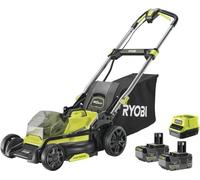 Tondeuse Poussée RYOBI 18V Brushless, Coupe 40 cm, Ramassage et Mulching, 2 Batteries 4.0 Ah, Chargeur, RY18LMX40C-240