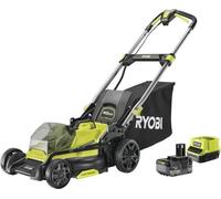 Tondeuse poussée RYOBI 18V Brushless, Coupe 40 cm, Ramassage et Mulching, Batterie 5.0 Ah, Chargeur 2.0 A, RY18LMX40C-150