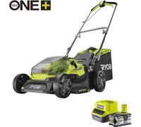 Tondeuse poussée RYOBI 18V ONE+, Coupe 37 cm, Ramassage et Mulching, Batterie 4,0 Ah, Chargeur 2,0 A, RY18LM37A-140