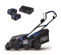 Scheppach Tondeuse à Gazon sans Fil BC-MP380-X 20V Brushless | Largeur de Coupe 38cm | Réglage de la Hauteur de Coupe de 25-75mm | Panier 45L | Série 20V-IXES | avec 2 Batterie 4 Ah & Double Chargeur