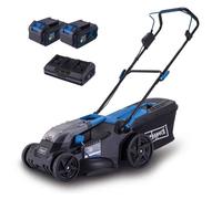 Scheppach Tondeuse sans fil BC-MP430-X 43 cm Brushless 2x20V 4Ah Bac 50 L Chargeur double 4,5A
