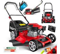 Tondeuse à gazon à essence MASKO® 5 en 1 Entraînement par roues Fonction de nettoyage EasyClean Fonction mulching Éjection latérale Largeur de coupe élevée 8 réglages de hauteur de coupe | Moteur 4 te