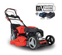 Scheppach Tondeuse à Gazon Hybride MS225-53E - Moteur 4 Temps 224 cm3 / 6 CV - 4400 W - Largeur de Coupe 53 cm - Démarrage électrique - Bac 65 L - Batterie 2Ah + Chargeur Inclus