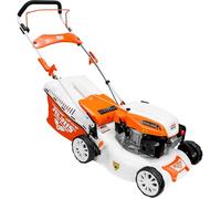 RURIS Tondeuse à Gazon Thermique RX221S, 3,5 CV, 42 cm, Sac 45L, 3 en 1: Collecte, Éjection Arrière, Mulching, Châssis Acier, Hauteur de Coupe 25-75 mm, Orange