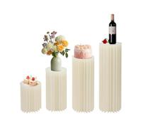 TONFEION Lot de 4 vases en carton - Support rond - Pliable - En forme de cylindre - Blanc - Pour mariage, fête d'anniversaire, fiançailles