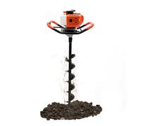 TONFEION Tarière à essence 52 cc - Moteur monocylindre à 2 temps - Tarière manuelle à essence avec 3 pointes (100 mm/150 mm/200 mm) et barre d'extension - 8500 tr/min pour foreuse de jardin, chantier