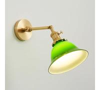 TONFON Applique Murale Industrielle rétro à Long Poteau avec Bras oscillant, Lampe Murale en Laiton avec Abat-Jour en Verre Vert for Chambre à Coucher, Chevet, Salon, Couloir, entrée, Restaurant