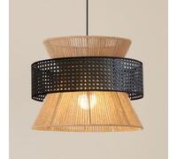 TONFON Lampe Suspendue en Forme de Panier tissé, Abat-Jour en Corde de Chanvre, Lustre en rotin de Bambou Naturel, Lampe Suspendue for îlot de Cuisine, entrée, Salle à Manger, Salon(D,40cm)