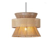 TONFON Lampe Suspendue en Forme de Panier tissé, Abat-Jour en Corde de Chanvre, Lustre en rotin de Bambou Naturel, Lampe Suspendue for îlot de Cuisine, entrée, Salle à Manger, Salon(N,50cm)