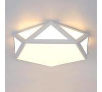 TONFON Plafonnier LED simple à gradation, plafonnier créatif en métal, éclairage géométrique nordique, luminaire de plafond for salon, chambre à coucher, salle à manger, cuisine(White,52cm)