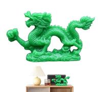 tongfeng Statue de dragon chinois Feng Shui - Figurine exquise en résine de jade - Belles sculptures de dragon vert - Statue de prospérité Feng Shui - Sculptures de dragon pour décoration de la maison