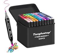 Tongfushop 100 Feutre a Alcool, Séchage sûr et Rapide Feutres Coloriage Adulte, Marqueurs de Dessin avec Sac en Tissu Portable et Base, pour Artistes et Adultes à Colorier