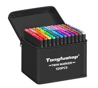 Tongfushop 120+2 Couleurs Feutre a Alcool, Feutres Coloriage Adulte, Marqueurs à Croquis Double Pointe avec Pochette de Transport et Espaceur, Marqueur Permanent pour Animation Art Esquisse
