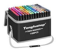 Tongfushop 168+2 Couleurs Feutre a Alcool, Feutres Coloriage Adulte, Marqueurs à Croquis Double Pointe avec Pochette de Transport et Espaceur, Marqueur Permanent pour Animation Art Esquisse