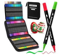 Tongfushop 72 Couleurs Feutre Acrylique, Stylo Acrylique à Double Pointe pour Coloriage Adulte, Marqueur Peinture Acrylic Markers à Base d’Eau pour Pierre, Bois, Toile, Verre, Céramique, Plastique