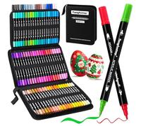 Tongfushop 84 Couleurs Feutre Acrylique, Stylo Acrylique à Double Pointe pour Coloriage Adulte, Marqueur Peinture Acrylic Markers à Base d’Eau pour Pierre, Bois, Toile, Verre, Céramique, Plastique