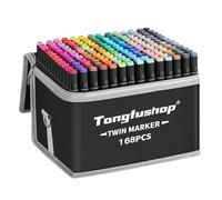 Tongfushop Feutres Alcool, 168 Couleurs Feutre a Alcool Pointe Double, 2S Séchage Rapide Marqueur avec Pochette de Transport et Espaceur, Feutre Coloriage Adulte pour Croquis Coloriage Calligraphie