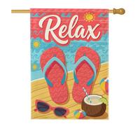 Tongs de maison, lunettes de soleil d'été tropicales en noix de coco corail double face en toile de jute pour porche, extérieur, terrasse, cour, pelouse, entrée, balcon, 71,1 x 101,6 cm