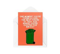 Tongue in Peach Cartes de vœux fantaisie amusantes | One Moment You're Young & Cool | Poubelle d'anniversaire pour vieux parents, sœur, plaisanterie amusante | CBH1318