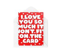 Tongue in Peach Cartes romantiques - I Love You So Much It Won't Fit on the Card - Carte de Saint Valentin - Carte d'anniversaire - Carte pour partenaires Love You Card CBH1769