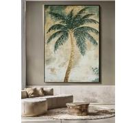 TONGYINLI Impression sur toile d'une peinture à l'huile vintage représentant un palmier : art mural tropical et côtier, affiches de plantes pour le salon, décoration murale (70 x 110 cm/sans cadre)