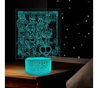 Tongyundacheng Lampe de nuit LED thème manga JoJo's Bizarre Adventure, figurines 3D illusion, lampe de bureau 7 couleurs, fonctions tactile et télécommande, idéale pour décor de chambre d'enfant