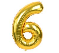 TONIFUL 0 to 9 Anniversaire Chiffres Dorés Ballon 40 Pouces, Numéro 6 Géant Numéro Ballon Décoration Grand Ballons à Hélium Numérique en Aluminium Fête Festival Mariage Party(6)