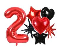TONIFUL Grand ballon en aluminium mylar en forme de cœur et d'étoile pour enfants, femmes, hommes, anniversaire, remise de diplôme, Nouvel An - 101,6 cm - rouge