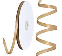 TONIFUL Ruban de satin doré de 0,6 cm x 91,4 m, fin de couleur unie pour emballage cadeau, artisanat, fabrication de nœuds pour cheveux, décoration de fête de mariage, cartes d'invitation, bouquets
