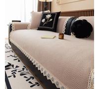 TONINMM Housse Canapé Tissu À Chevrons avec Bordure en Dentelle Décorative, pour Canapés en Cuir Et Salons Raffinés