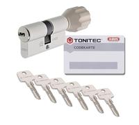 ToniTec Cylindre de serrure TEC440 d'ABUS à combinaisons multiples, serrure de porte 35/60 mm avec 6 clés et CodeCard