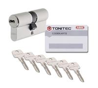 ToniTec Cylindre de serrure TEC440 d'ABUS Cylindre de fermeture à combinaisons multiples pour serrure de porte 30/50 mm avec 6 clés et CodeCard