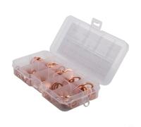 TONIXY Assortiment de joints plats en cuivre pour rondelles 50, 100, 120 pièces - Ensemble de bagues d'étanchéité en métal rouge avec boîte de rangement pour carter automobile et matériel industriel